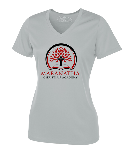 Maranatha Christian Academy Ladies 'Alternate Script' Dri-Fit Short Sleeve with Printed Logo
