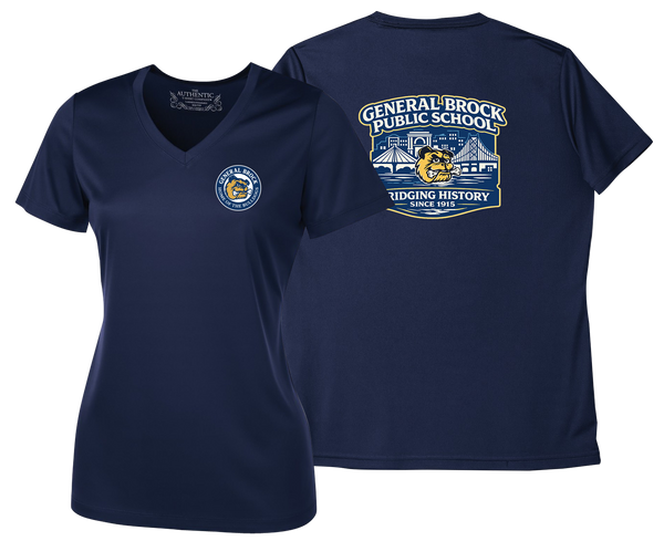 General Brock Public School Ladies 'Alternate Script' Dri-Fit Short Sleeve with Printed Front & Back Logo