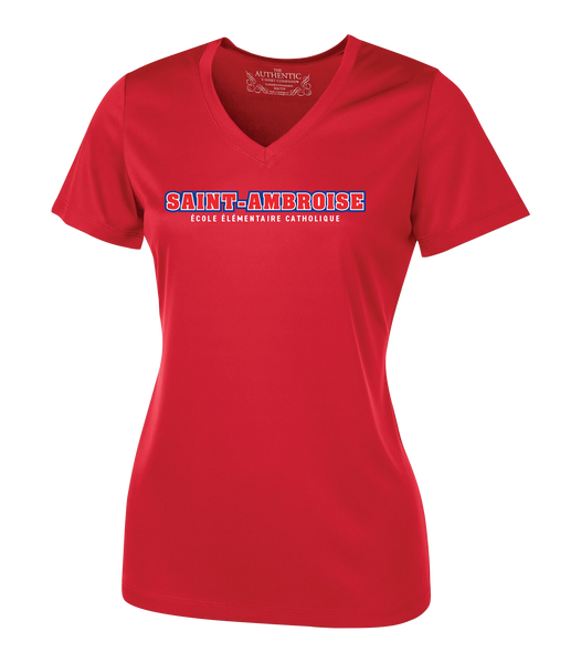 Saint Ambroise Ladies 'Alternate Script' Dri-Fit Short Sleeve with Printed Logo