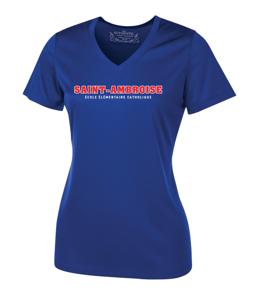 Saint Ambroise Ladies 'Alternate Script' Dri-Fit Short Sleeve with Printed Logo