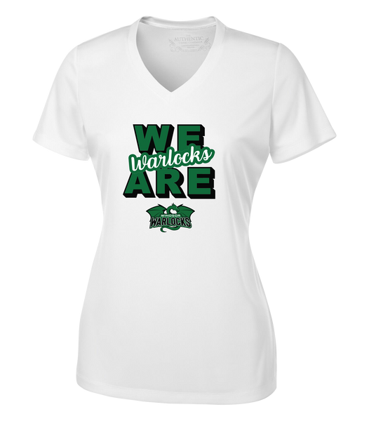 WE ARE Warlocks Ladies V-Neck Tee with Printed Lacrosse Logo