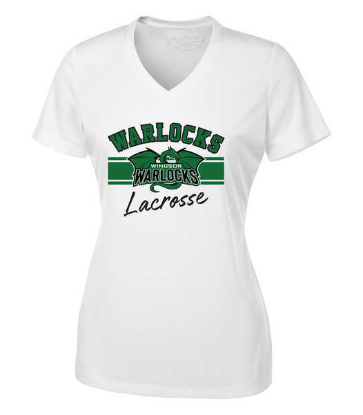 Warlocks Lacrosse Ladies V-Neck Tee with Printed Lacrosse Logo
