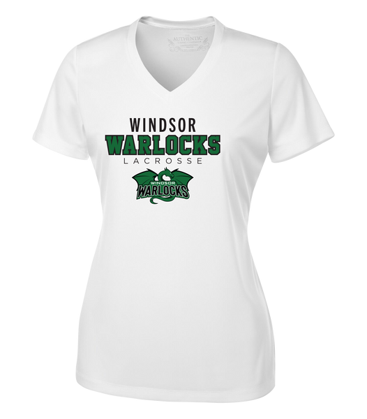 Windsor Warlocks Lacrosse Ladies V-Neck Tee with Printed Lacrosse Logo