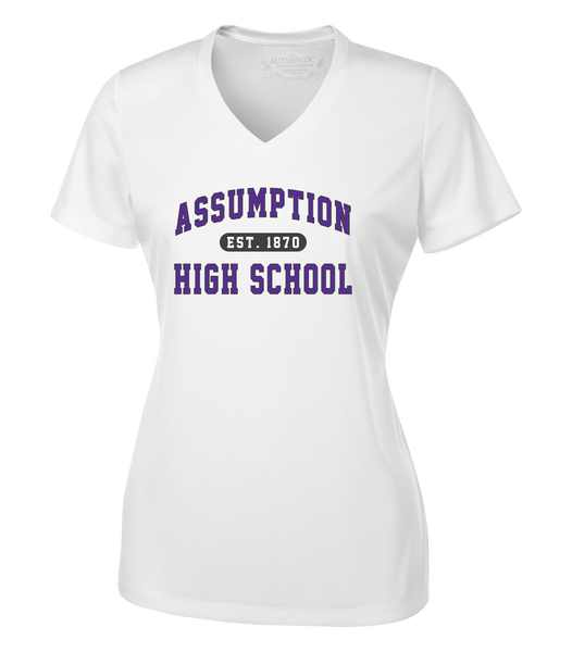 "Assumption High School Est. 1870" Ladies' Dri-Fit Short Sleeve with Printed Logo