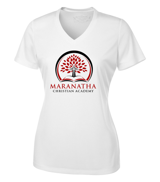 Maranatha Christian Academy Ladies 'Alternate Script' Dri-Fit Short Sleeve with Printed Logo