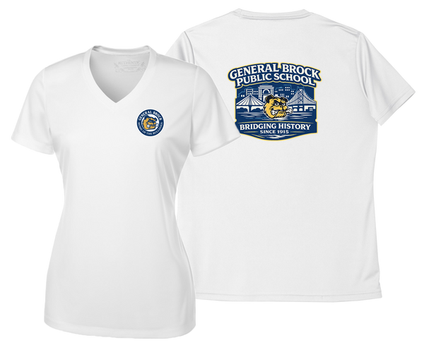 General Brock Public School Ladies 'Alternate Script' Dri-Fit Short Sleeve with Printed Front & Back Logo