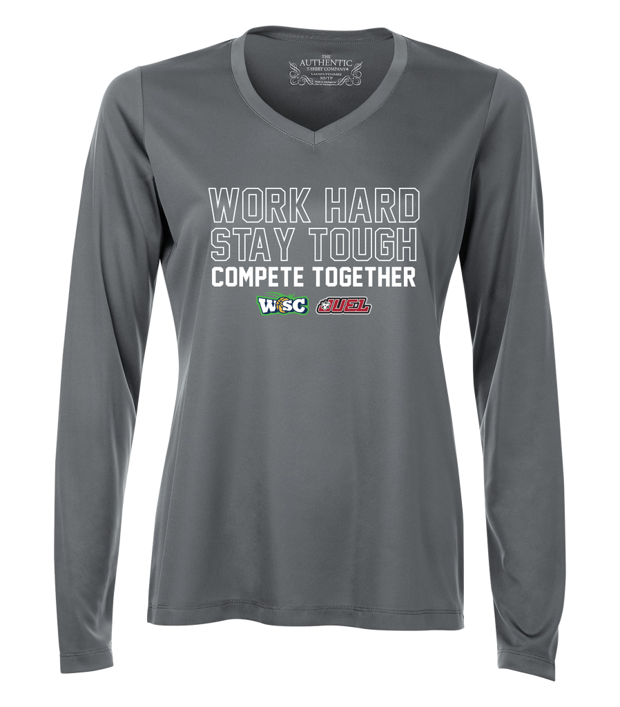 Work Hard, Stay Tough, Compete Together Ladies Dri-Fit Long Sleeve with Printed Logo