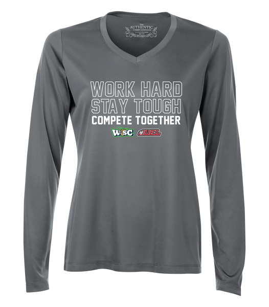 Work Hard, Stay Tough, Compete Together Ladies Dri-Fit Long Sleeve with Printed Logo