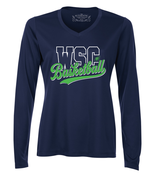 WSC Basketball Script Ladies Dri-Fit Long Sleeve with Printed Logo
