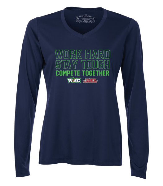 Work Hard, Stay Tough, Compete Together Ladies Dri-Fit Long Sleeve with Printed Logo