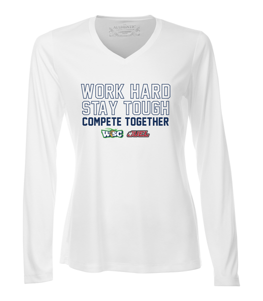 Work Hard, Stay Tough, Compete Together Ladies Dri-Fit Long Sleeve with Printed Logo