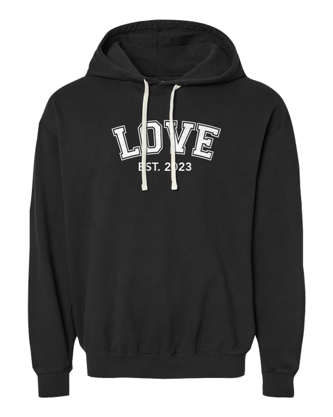 "Love EST." Adult Lightweight Fleece Hooded Sweatshirt with Printed Logo