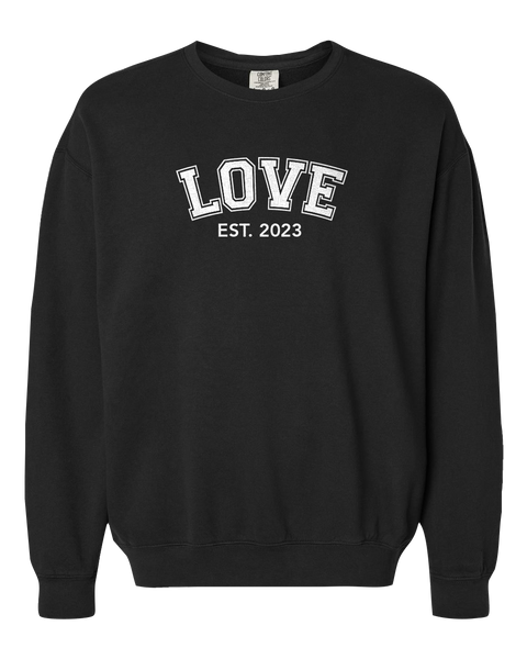 "Love EST." Adult Lightweight Cotton Crewneck Sweatshirt with Printed Logo