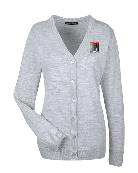 CIBPA Niagara Ladies' V-Neck Button Cardigan Sweater with Embroidered Logo