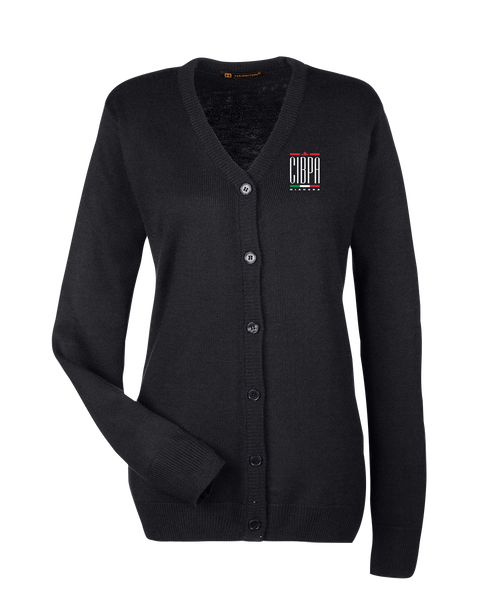 CIBPA Niagara Ladies' V-Neck Button Cardigan Sweater with Embroidered Logo