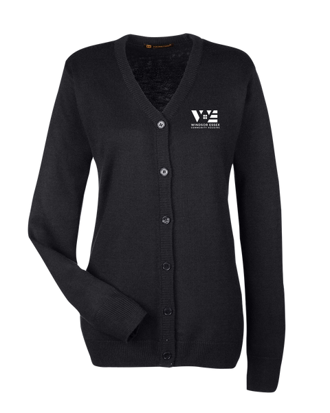 Windsor Essex Community Housing Ladies' V-Neck Button Cardigan Sweater with Embroidered Logo