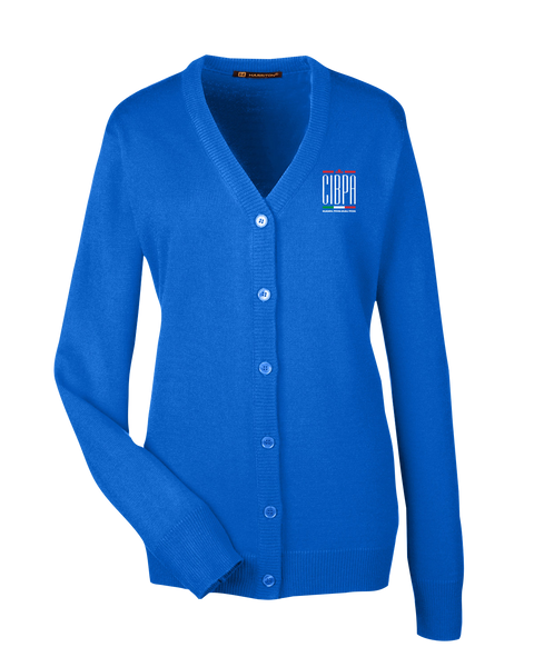 CIBPA Hamilton-Halton Ladies' V-Neck Button Cardigan Sweater with Embroidered Logo