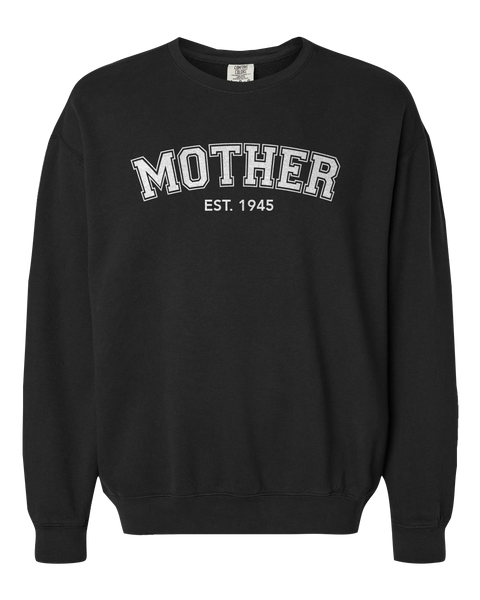 "Mother EST." Adult Lightweight Cotton Crewneck Sweatshirt with Printed Logo