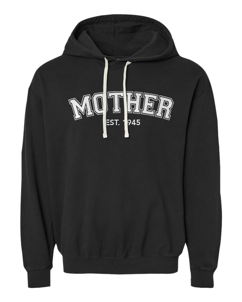 "Mother EST." Adult Lightweight Fleece Hooded Sweatshirt with Printed Logo