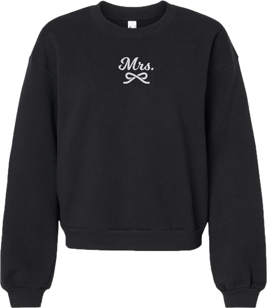 "Mrs." Script Ladies Fleece Crewneck Sweatshirt with Printed Logo