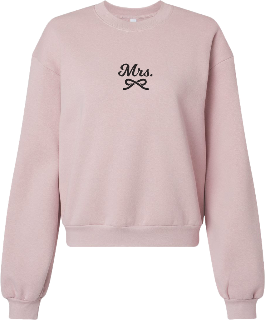 "Mrs." Script Ladies Fleece Crewneck Sweatshirt with Printed Logo