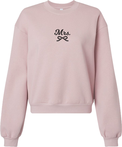 "Mrs." Script Ladies Fleece Crewneck Sweatshirt with Printed Logo