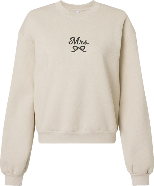 "Mrs." Script Ladies Fleece Crewneck Sweatshirt with Printed Logo