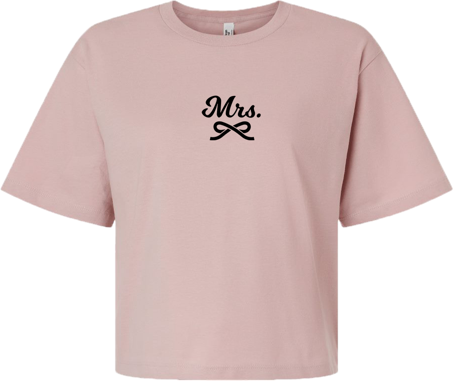 "Mrs." script Ladies Lightweight Fine Jersey Boxy Tee with Printed Logo