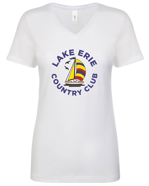 Lake Erie Country Club Ladies Vneck T-Shirt with Printed Colour Logo