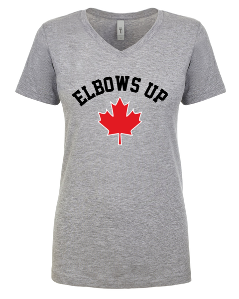 "Elbows Up" Ladies V-neck T-Shirt with Printed logo