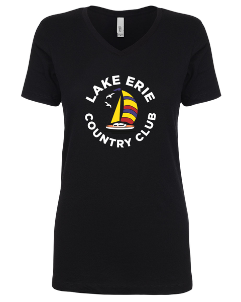 Lake Erie Country Club Ladies Vneck T-Shirt with Printed Colour Logo