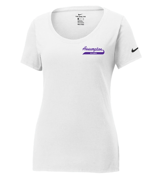 Assumption Alumni Script Ladies' Dri-Fit Scoop Neck Tshirt with Printed Logo