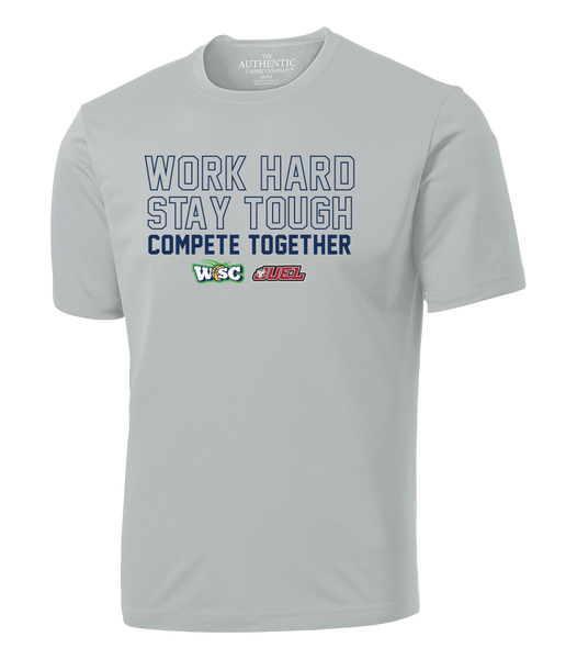 Work Hard, Stay Tough, Compete Together Adult Dri-Fit T-Shirt with Printed Logo
