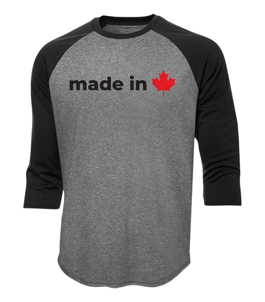 "Made In Canada Maple Leaf" Adult Dri-Fit Baseball Tee with Printed Logo