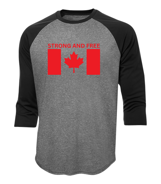 "Strong And Free" Adult Dri-Fit Baseball Tee with Printed Logo