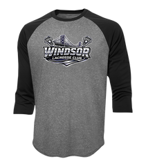Windsor Lacrosse Club Adult Two Toned Baseball T-Shirt with Printed Logo