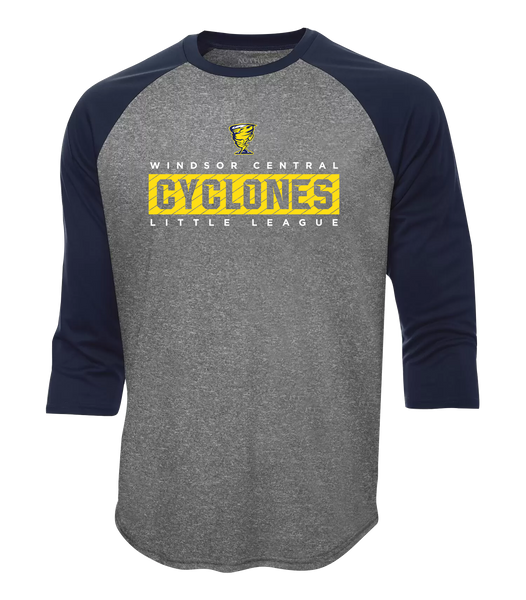 Cyclones Adult Two Toned Baseball T-Shirt with Printed Logo