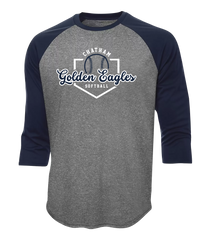 Chatham Golden Eagles Script Adult Two Toned Baseball T-Shirt with Printed Logo