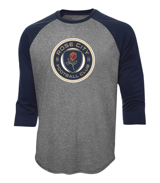 Rose City Football Club Youth Two Toned Baseball T-Shirt with Printed Logo