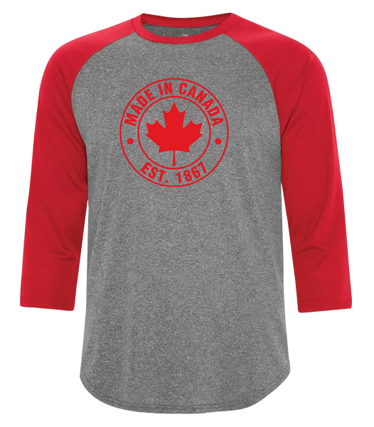 "Made In Canada, Est. 1867" Adult Dri-Fit Baseball Tee with Printed Logo