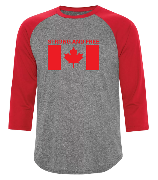 "Strong And Free" Adult Dri-Fit Baseball Tee with Printed Logo