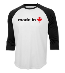 "Made In Canada Maple Leaf" Adult Dri-Fit Baseball Tee with Printed Logo