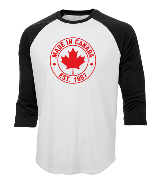 "Made In Canada, Est. 1867" Adult Dri-Fit Baseball Tee with Printed Logo