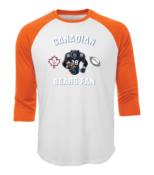 Bears Fan Adult Two Toned Baseball T-Shirt with Printed Logo