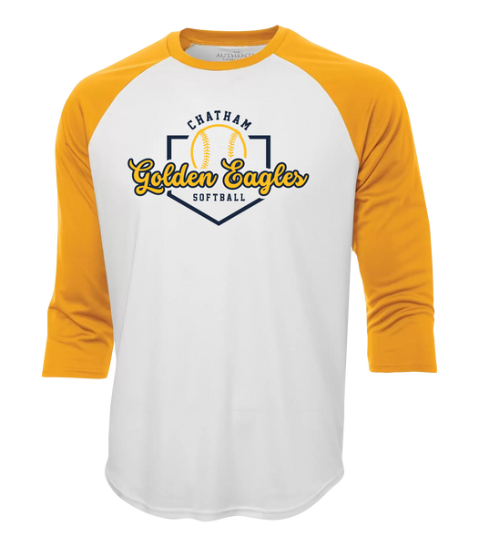 Chatham Golden Eagles Script Youth Two Toned Baseball T-Shirt with Printed Logo