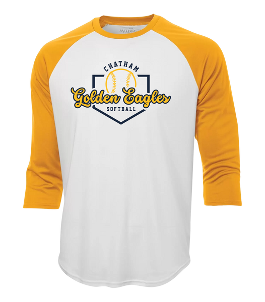 Chatham Golden Eagles Script Adult Two Toned Baseball T-Shirt with Printed Logo