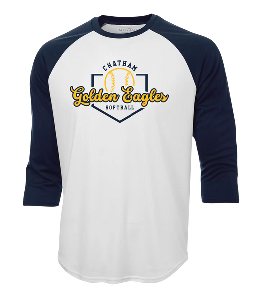 Chatham Golden Eagles Script Adult Two Toned Baseball T-Shirt with Printed Logo