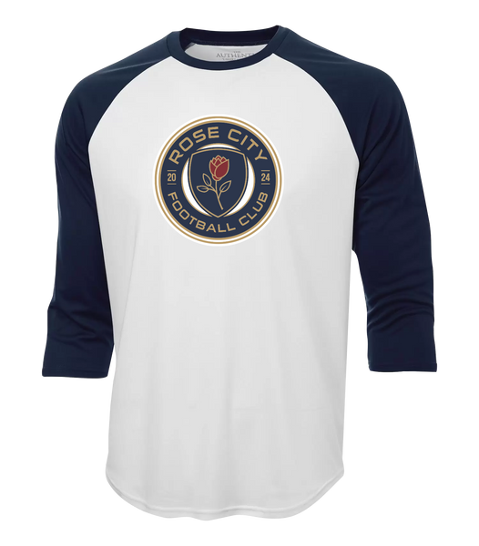 Rose City Football Club Youth Two Toned Baseball T-Shirt with Printed Logo