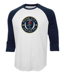 Rose City Football Club Youth Two Toned Baseball T-Shirt with Printed Logo