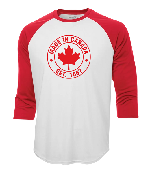 "Made In Canada, Est. 1867" Adult Dri-Fit Baseball Tee with Printed Logo
